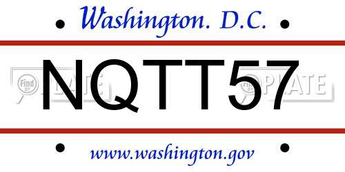 NQTT57 District Of Columbia License Plate