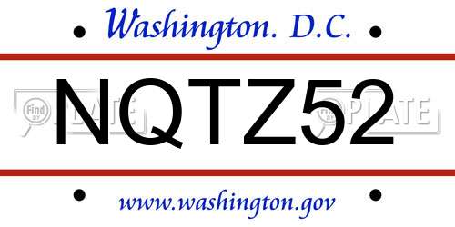 NQTZ52 District Of Columbia License Plate