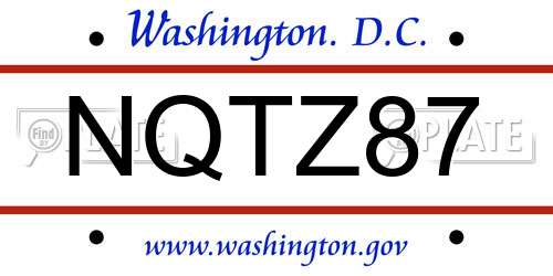NQTZ87 District Of Columbia License Plate