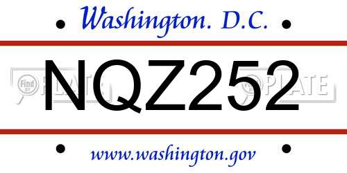 NQZ252 District Of Columbia License Plate