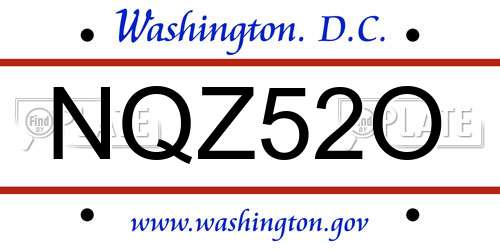 NQZ52O District Of Columbia License Plate
