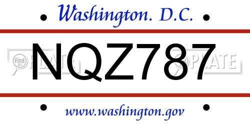 NQZ787 District Of Columbia License Plate