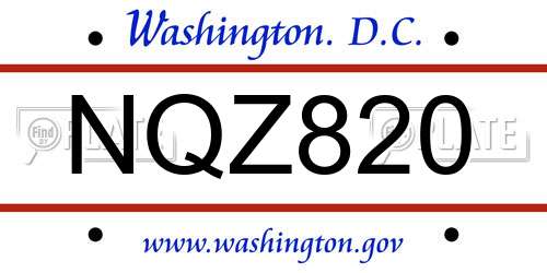 NQZ820 District Of Columbia License Plate
