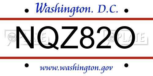 NQZ82O District Of Columbia License Plate