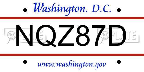 NQZ87D District Of Columbia License Plate