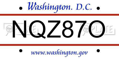 NQZ87O District Of Columbia License Plate