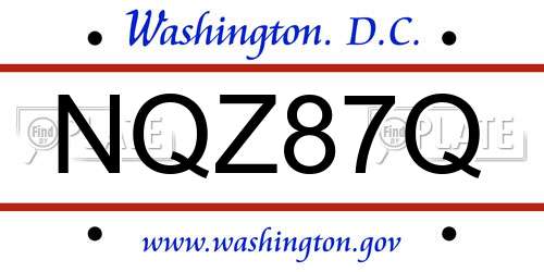 NQZ87Q District Of Columbia License Plate