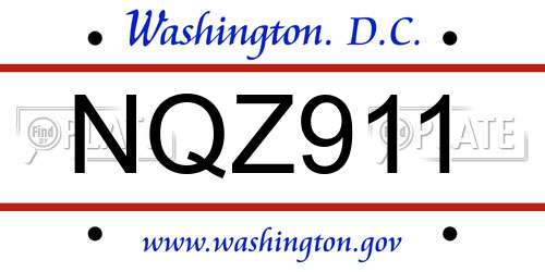 NQZ911 District Of Columbia License Plate
