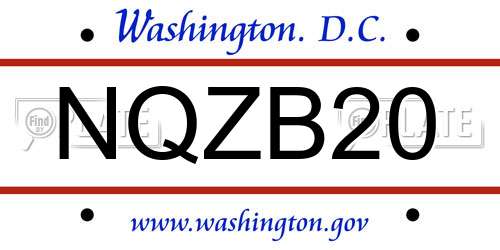 NQZB20 District Of Columbia License Plate