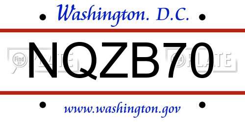 NQZB70 District Of Columbia License Plate