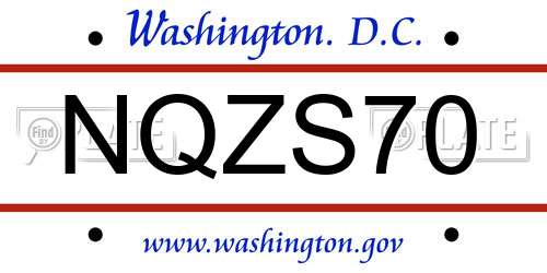 NQZS70 District Of Columbia License Plate