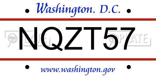 NQZT57 District Of Columbia License Plate