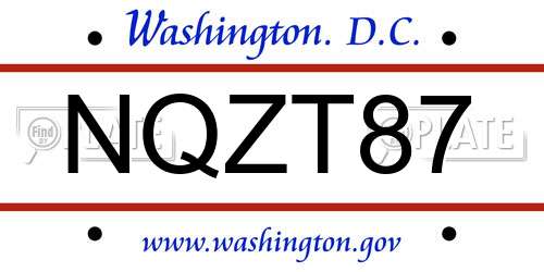 NQZT87 District Of Columbia License Plate
