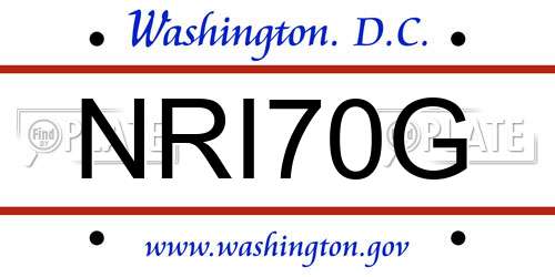 NRI70G District Of Columbia License Plate