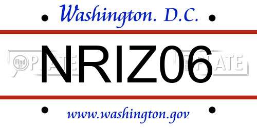 NRIZ06 District Of Columbia License Plate