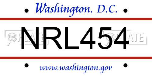 NRL454 District Of Columbia License Plate