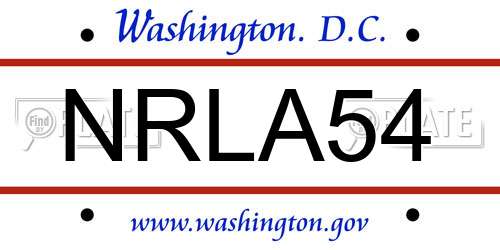 NRLA54 District Of Columbia License Plate