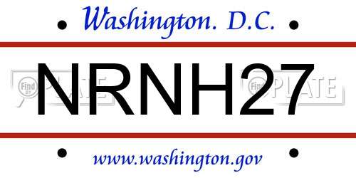 NRNH27 District Of Columbia License Plate