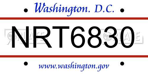 NRT6830 District Of Columbia License Plate