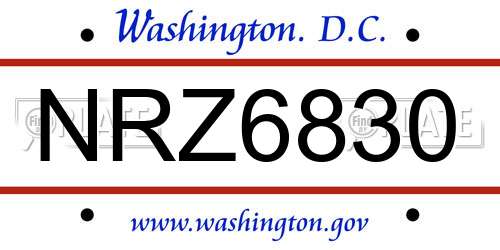 NRZ6830 District Of Columbia License Plate