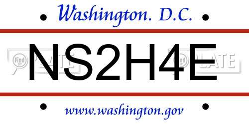 NS2H4E District Of Columbia License Plate