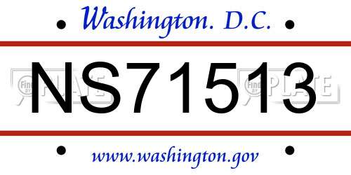 NS71513 District Of Columbia License Plate