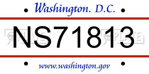 NS71813 District Of Columbia License Plate