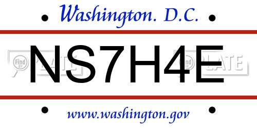 NS7H4E District Of Columbia License Plate