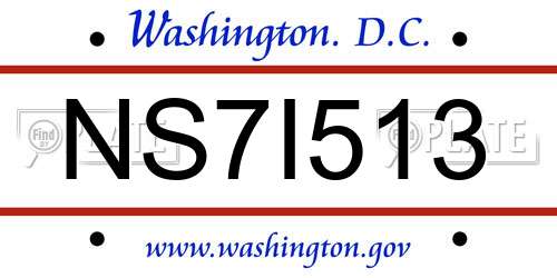 NS7I513 District Of Columbia License Plate