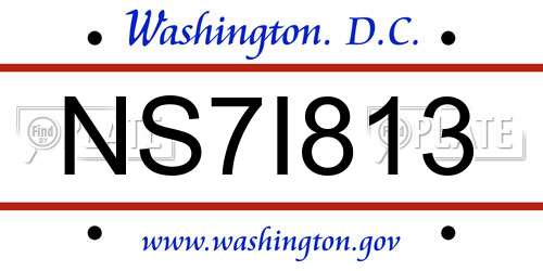 NS7I813 District Of Columbia License Plate
