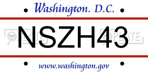NSZH43 District Of Columbia License Plate