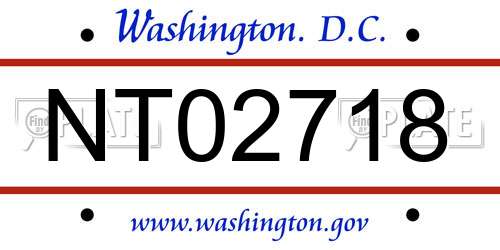 NT02718 District Of Columbia License Plate