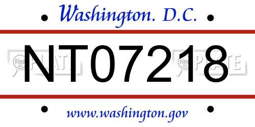 NT07218 District Of Columbia License Plate