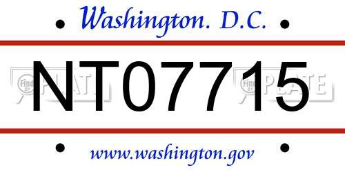 NT07715 District Of Columbia License Plate
