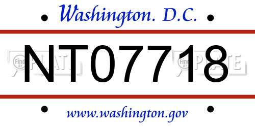 NT07718 District Of Columbia License Plate