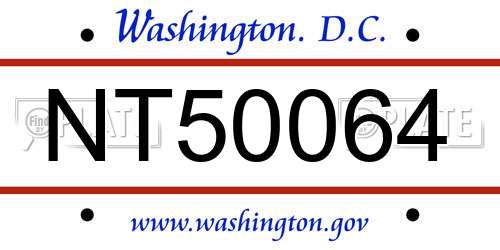 NT50064 District Of Columbia License Plate