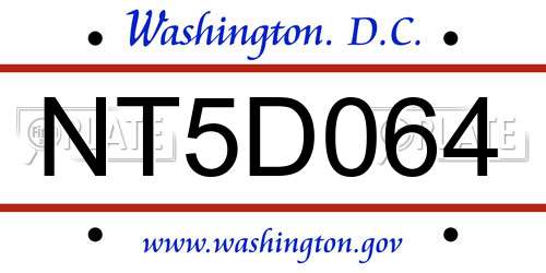 NT5D064 District Of Columbia License Plate