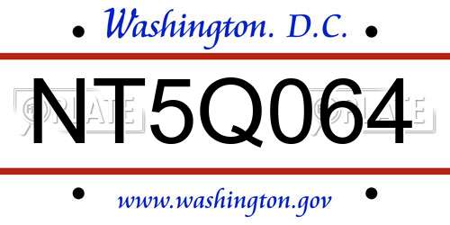 NT5Q064 District Of Columbia License Plate