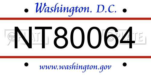 NT80064 District Of Columbia License Plate