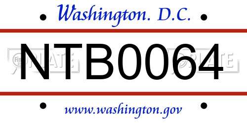 NTB0064 District Of Columbia License Plate