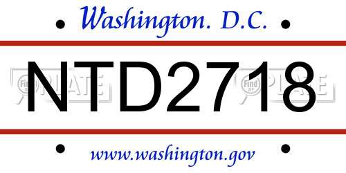 NTD2718 District Of Columbia License Plate