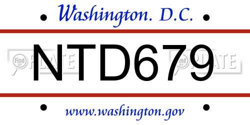 NTD679 District Of Columbia License Plate