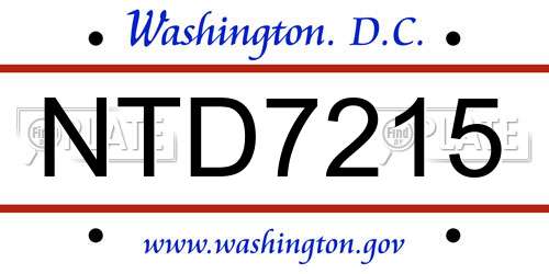 NTD7215 District Of Columbia License Plate