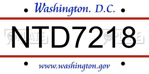 NTD7218 District Of Columbia License Plate