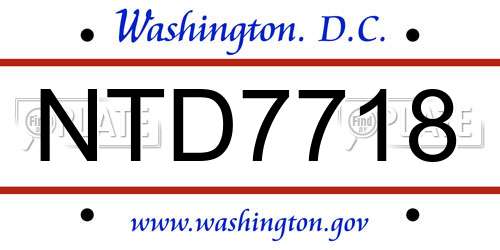 NTD7718 District Of Columbia License Plate