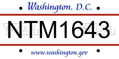 NTM1643 District Of Columbia License Plate