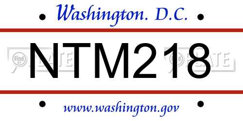 NTM218 District Of Columbia License Plate
