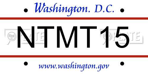 NTMT15 District Of Columbia License Plate