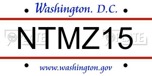 NTMZ15 District Of Columbia License Plate