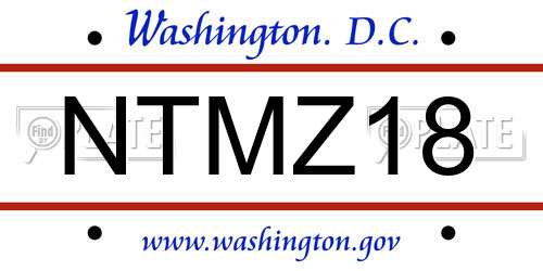 NTMZ18 District Of Columbia License Plate